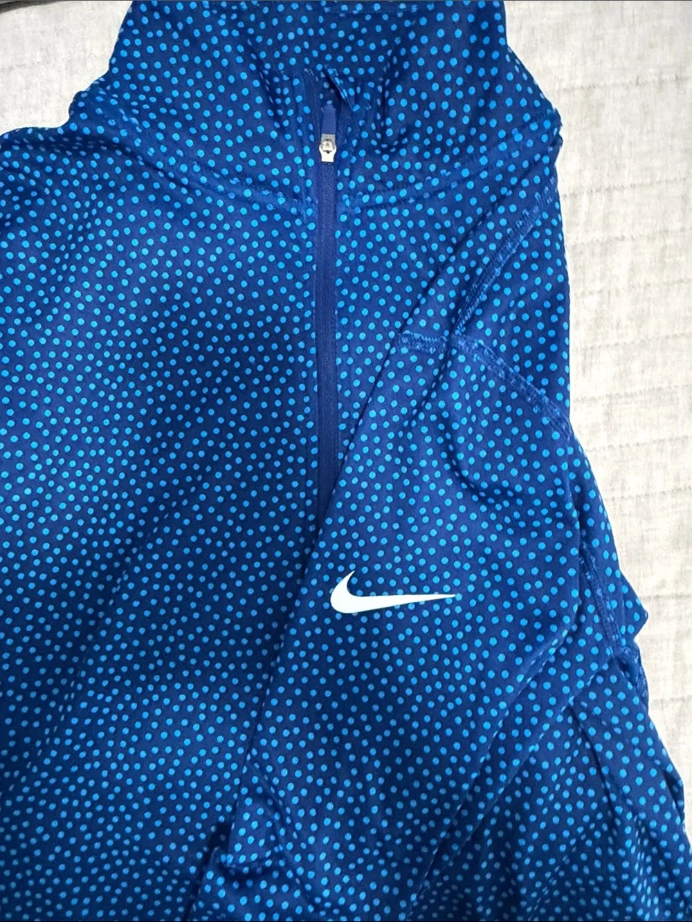 Nike Pro DriFit Blue Dotted Long Sleeve Half-Zip Pullover with Micro Dot Print